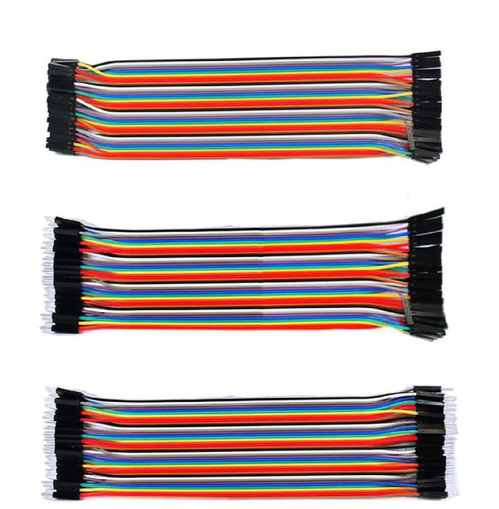 120 Wires set- Arduino Jumper Connecting Wires Male to Male - Male to Female - Female to Female - Hole to Hole - Pin to Hole - Pin to Pin - Ribbon Cable all types 20CM